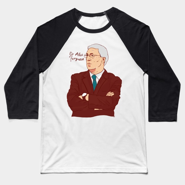 Sir Alex Ferguson Cartoonistic Baseball T-Shirt by pentaShop